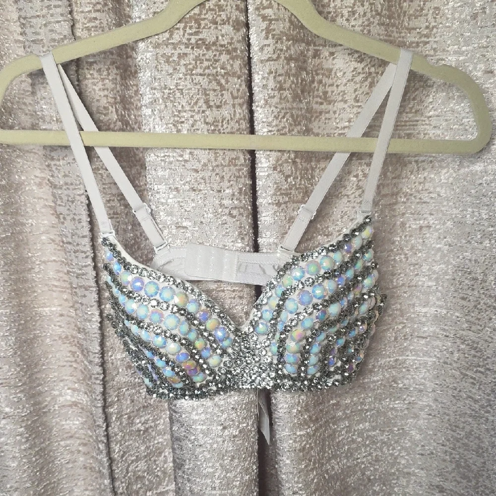 Embellished White Crystal Bralette Top - Picture 1 of 6